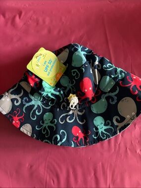 i play. Octopus Print Sun Hat in Navy, Teal & Red